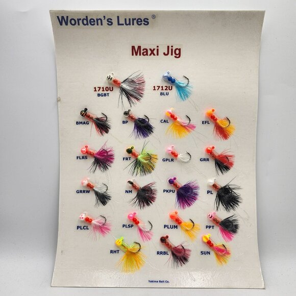 Yakima Wordens Lures Maxi Jig Sample Display Board Fishing Lures 547680 - Picture 1 of 3